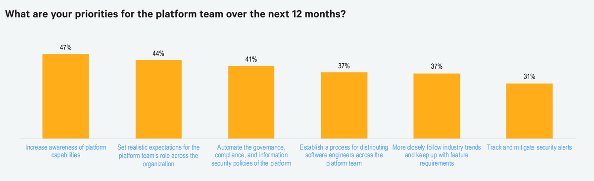 Reported priorities for platform teams over the next 12 months